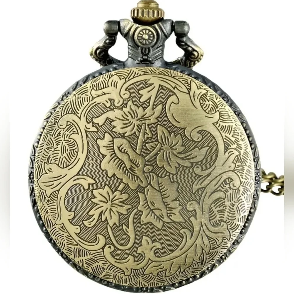 New Retro Quartz Pocket Watch W/ Letter Fire Fighter Fashionable For Men, T1MIS